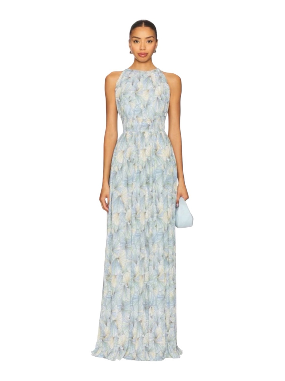 VERONICA BEARD $1k Yardley Pleated Maxi Floral Gown Dress New Powder Blue - Picture 5 of 12